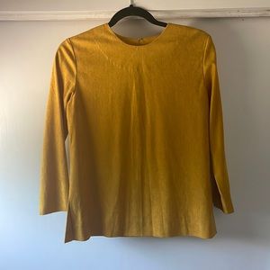 3/4 sleeve x small mustard yellow autumn color blouse